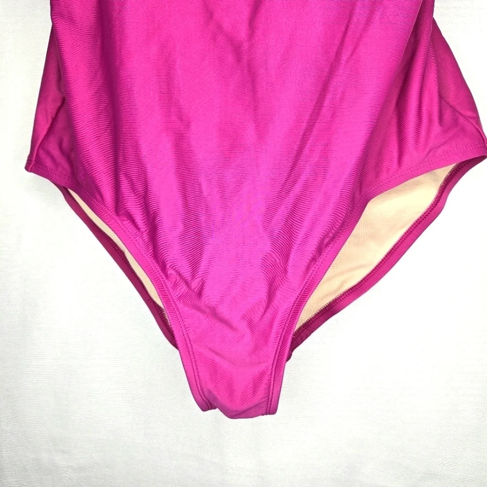 Kona Sol one Shoulder, Ruffle, One Piece Swimsuit. Pink, 14
